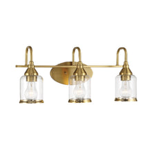 Load image into Gallery viewer, 3 Lights Brush Vanity Light - Clear / Gold