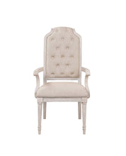 Load image into Gallery viewer, Tufted And Upholstered Fabric And Solid Wood Dining Arm Chairs (Set of 2) - Antiqued White