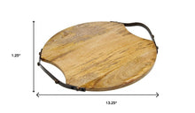 Load image into Gallery viewer, 13" Round Wood And Metal Tray - Brown