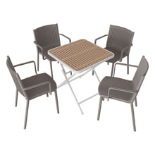 Load image into Gallery viewer, 4 Modern Stackable Plastic Armchair Matched With Folding Square Table