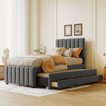 Load image into Gallery viewer, Upholstered Design Platform Bed With Trundle
