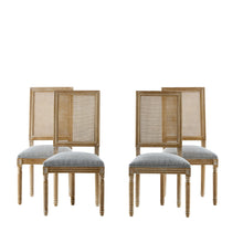 Load image into Gallery viewer, French Country Dining Chair With Rectangular Cane Backrest And Smooth Upholstered Seating