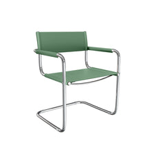 Load image into Gallery viewer, Leather Stainless Steel Arm Chair - Silver / Green