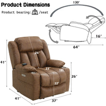 Load image into Gallery viewer, Aire Power Motion Recliner With Lift Heating Massage Function - Brown