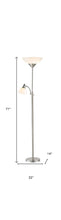 Load image into Gallery viewer, Two Light Torchiere Floor Lamp With Acrylic Bowl Shades - Silver / White