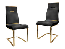 Load image into Gallery viewer, Upholstered Faux Leather Dining Side Chairs (Set of 2) - Black / Gold