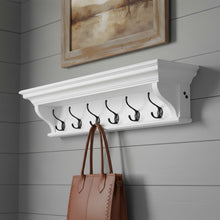 Load image into Gallery viewer, Classic Wood Wide Six Hook Coat Rack - White
