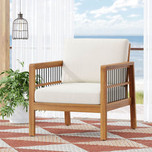 Load image into Gallery viewer, Club Chair With Slat Panel Design - Teak / Beige