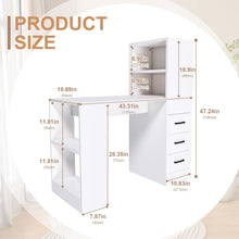 Load image into Gallery viewer, Modern Computer Desk With Built In Socket 3 Slide Drawers 4 Storage Levels - White