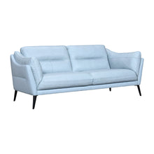 Load image into Gallery viewer, Leather Sofa With Black Legs - Sky Blue