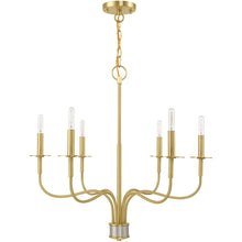 Load image into Gallery viewer, 25'' Six-Light Dimmable Chandelier With Shades - Brass