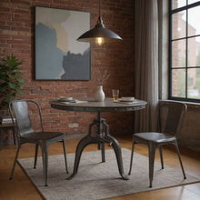 Load image into Gallery viewer, 36" Industrial Adjustable Crank Round Top Dining Table. - Gray
