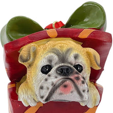 Load image into Gallery viewer, Dog Christmas Figurine - Brown / Red / Green
