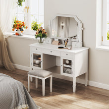 Load image into Gallery viewer, Elegant Makeup Vanity Desk With Adjustable Mirror And Storage And Construction - White