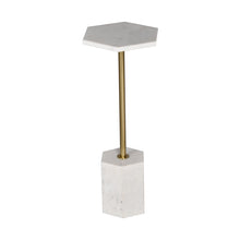 Load image into Gallery viewer, Marble Iron Hexagonal Pedestal End Table - White / Gold