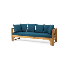 Load image into Gallery viewer, Outdoor Daybed With X-Shaped Panel Backrest And Armrests - Teak