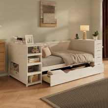 Load image into Gallery viewer, Daybed With Side Shelves, Multi Functional Desk & Charging Station