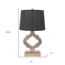 Load image into Gallery viewer, Traditional Wooden Linen Shade Table Lamp - Black
