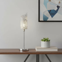 Load image into Gallery viewer, Bedside Table Lamp With White Swirl Novelty Shade - Silver