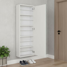 Load image into Gallery viewer, Stylish Wall Mounted Shoe Rack With Mirror - White