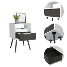 Load image into Gallery viewer, Modern Bedroom Nightstand - Smokey Oak And White