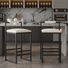 Load image into Gallery viewer, Elegant Bar Stool Set With Backrest And Footrest, Counter Height (Set of 2)