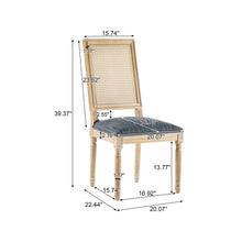 Load image into Gallery viewer, French Country Dining Chair With Rectangular Cane Backrest And Smooth Upholstered Seating