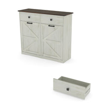 Load image into Gallery viewer, Double Tilt Out Trash Cabinet With Hideaway Drawer And Barn Door Style