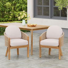 Load image into Gallery viewer, Grotta - Outdoor Dining Arm Chair (Set of 2) - Teak / Beige