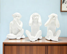 Load image into Gallery viewer, Monkey Tabletop Sculpture (Set of 3) - White