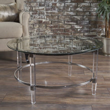 Load image into Gallery viewer, Tempered Glass Round Coffee Table With Four Legs - Clear