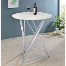 Load image into Gallery viewer, Halverson - Round Top Bar Table - White / Silver