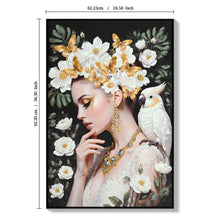 Load image into Gallery viewer, Beauty Posters Beauty Lady Wall Art And Floral Canvas Artwork For Living Room - Ivory / Gold