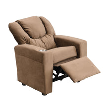 Load image into Gallery viewer, Kids Recliner Chair, Kids Upholstered Couch With Two Cup Holder, Footrest, Backrest, Toddlers Recliner With Headrest And Footrest - Black