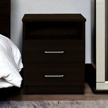 Load image into Gallery viewer, 20" Two Drawer Faux Wood Nightstand - Black