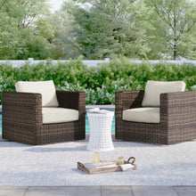 Load image into Gallery viewer, Outdoor Chairs Set With Cushions - Brown Mix