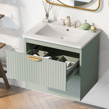 Load image into Gallery viewer, Modern Wall-Mounted Bathroom Vanity With 2 Drawers, Ideal For Small Bathrooms - Green