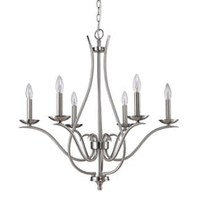 Load image into Gallery viewer, Candle Style Six Light Metal Dimmable Chandelier - Nickel