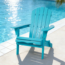 Load image into Gallery viewer, Outdoor Folding Adirondack Chair Patio With Natural Grain Texture - Turquoise Blue