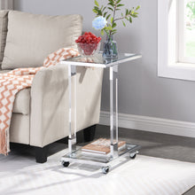 Load image into Gallery viewer, Side Table, Sofa Table, Glass Top C Shape Square Table With Metal Base For Living Room, Bedroom, Balcony Home And Office