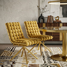 Load image into Gallery viewer, Velvet Metal Dining Side Chairs (Set of 2) - Yellow / Gold
