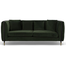 Load image into Gallery viewer, Velvet Sofa With Black And Gold Legs - Dark Green
