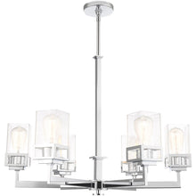 Load image into Gallery viewer, 30" Six Light Dimmable Chandelier With Shades - Silver