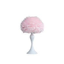 Load image into Gallery viewer, Glam Faux Feather And White Metal Table Lamp - Pink