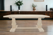 Load image into Gallery viewer, 81" Solid Wood Trestle Base Dining Table - Antiqued White