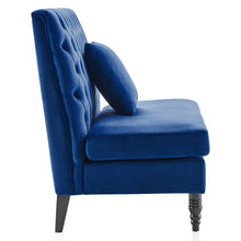 Load image into Gallery viewer, Velvet Loveseat - Navy Blue / Black