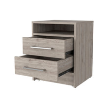 Load image into Gallery viewer, 20" Light Wood Two Drawer Nightstand - Gray