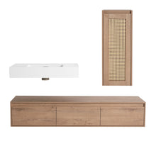 Load image into Gallery viewer, Modern Imitative Wall Mounted Bathroom Vanity With Resin Sink And Side Cabinet