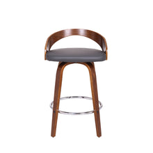 Load image into Gallery viewer, Faux Leather And Iron Low Back Counter Height Swivel Bar Chair - Gray And Brown