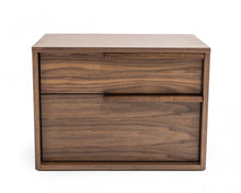 Load image into Gallery viewer, Modern Nightstand With Two Drawers - Light Brown Walnut